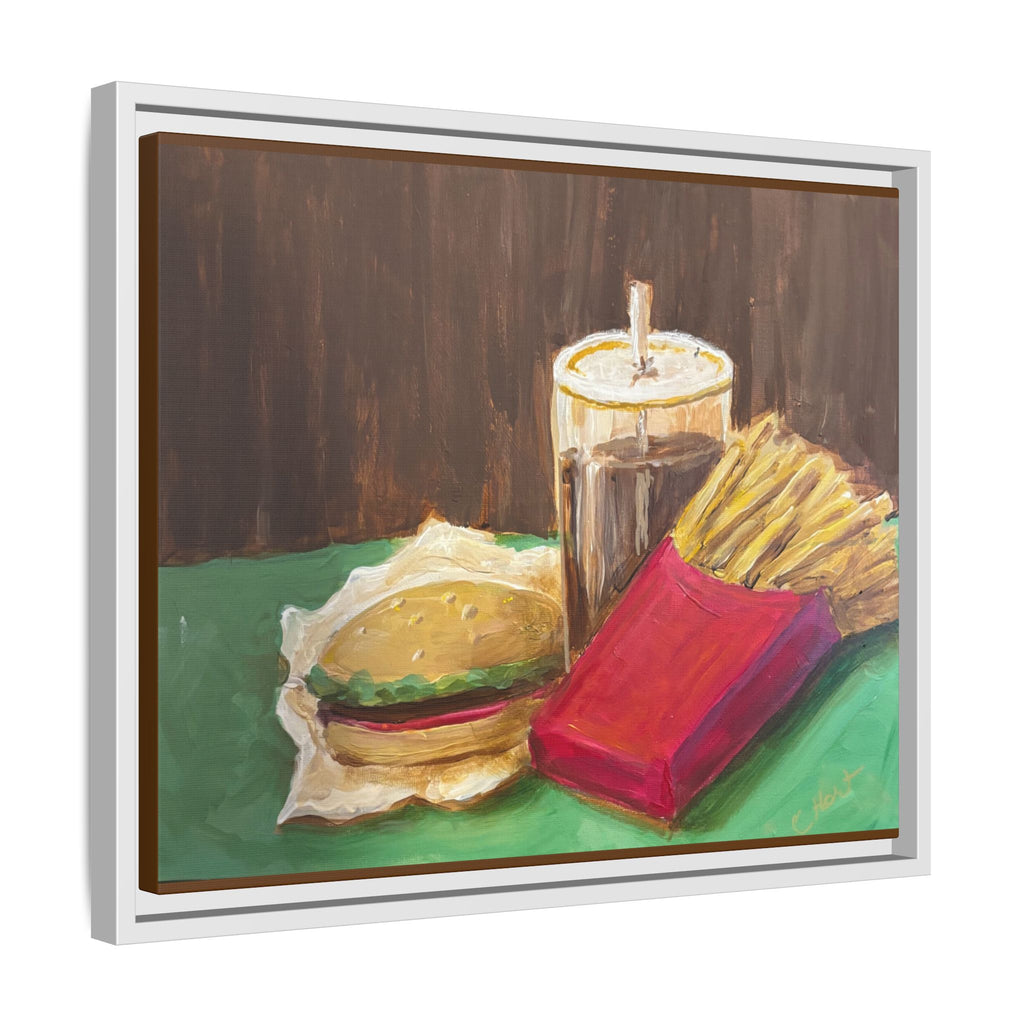 Burger and Fries Matte Canvas, Framed (Multi-color)