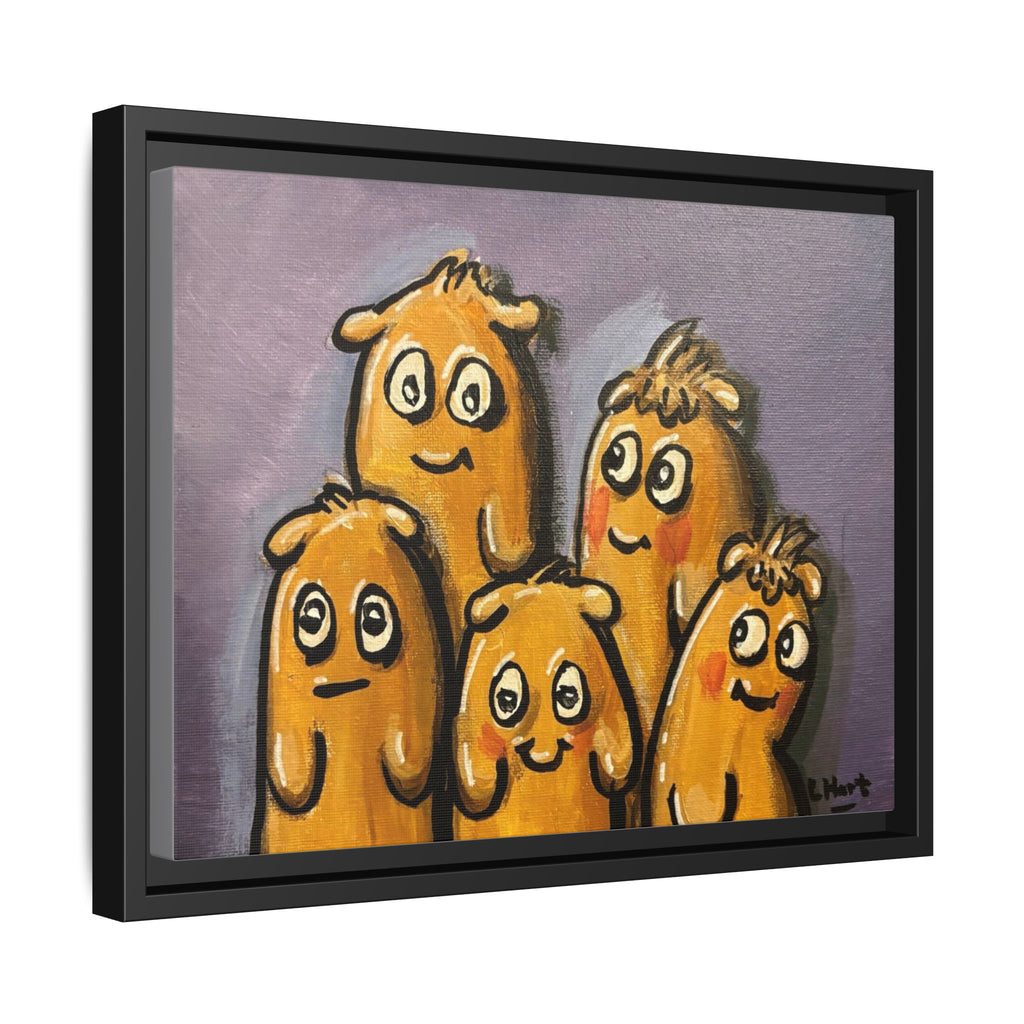 Whimsical Family Monsters Matte Canvas Framed Wall Art