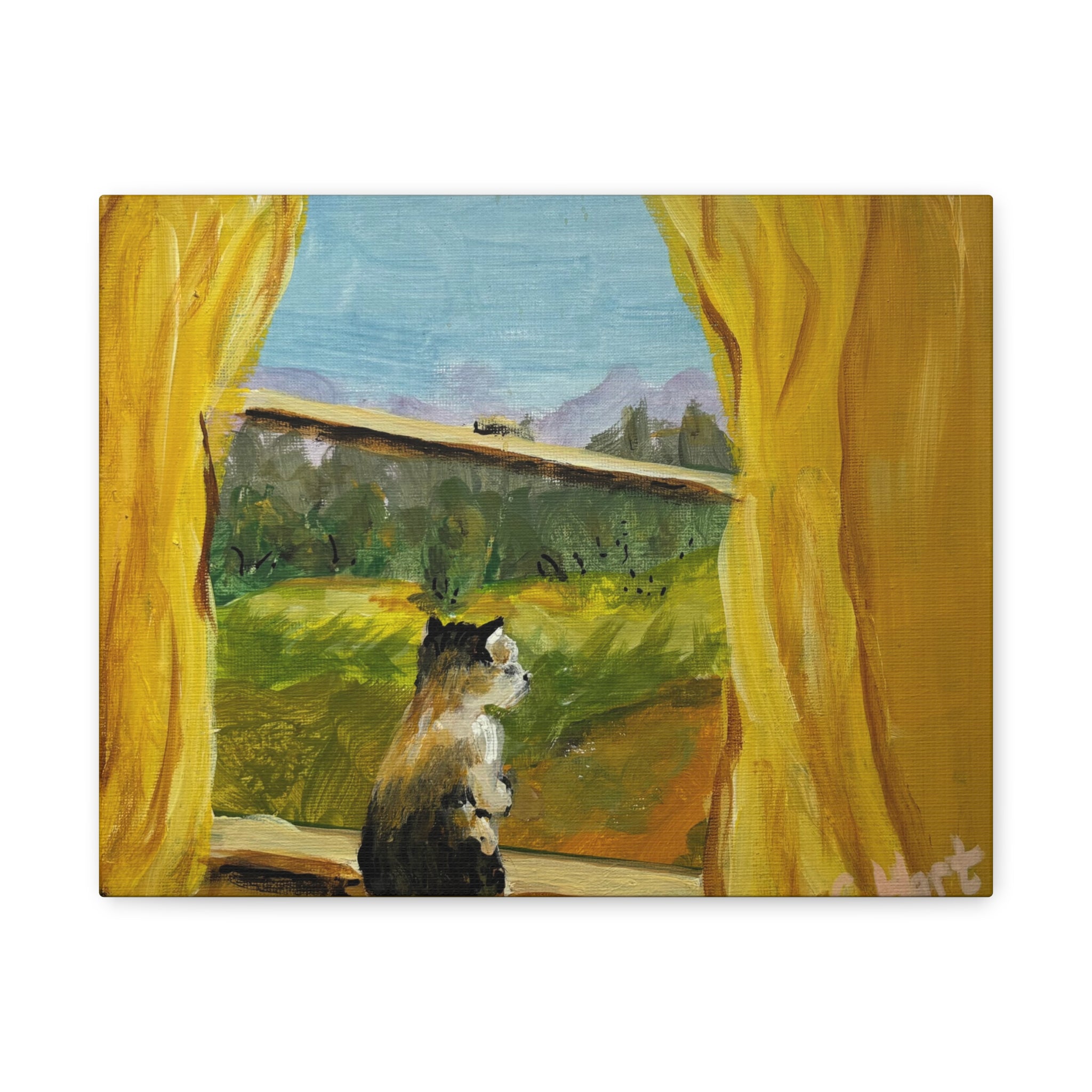 Thinking Cat - Matte Canvas Wall Art (Stretched 1.25")