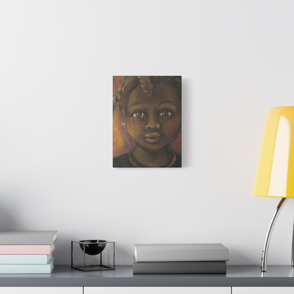 Afrocentric Portrait Matte Stretched Canvas – Soulful Child Face Wall Art