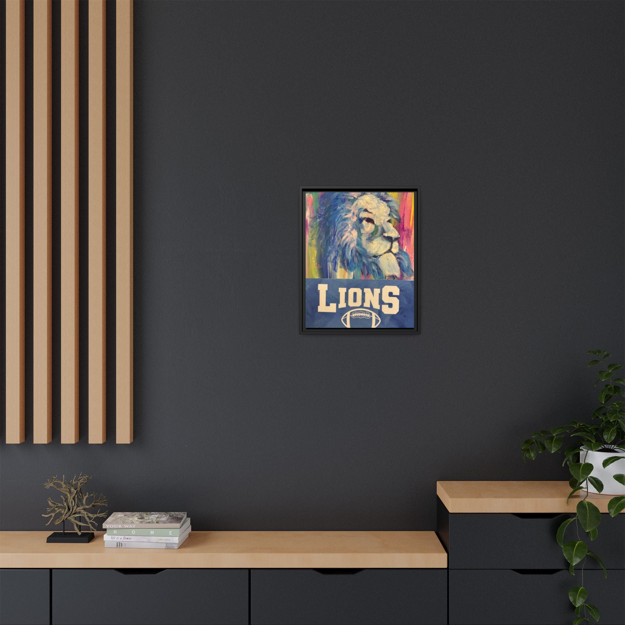 Lion, Matte Canvas, Framed (Multi-color)