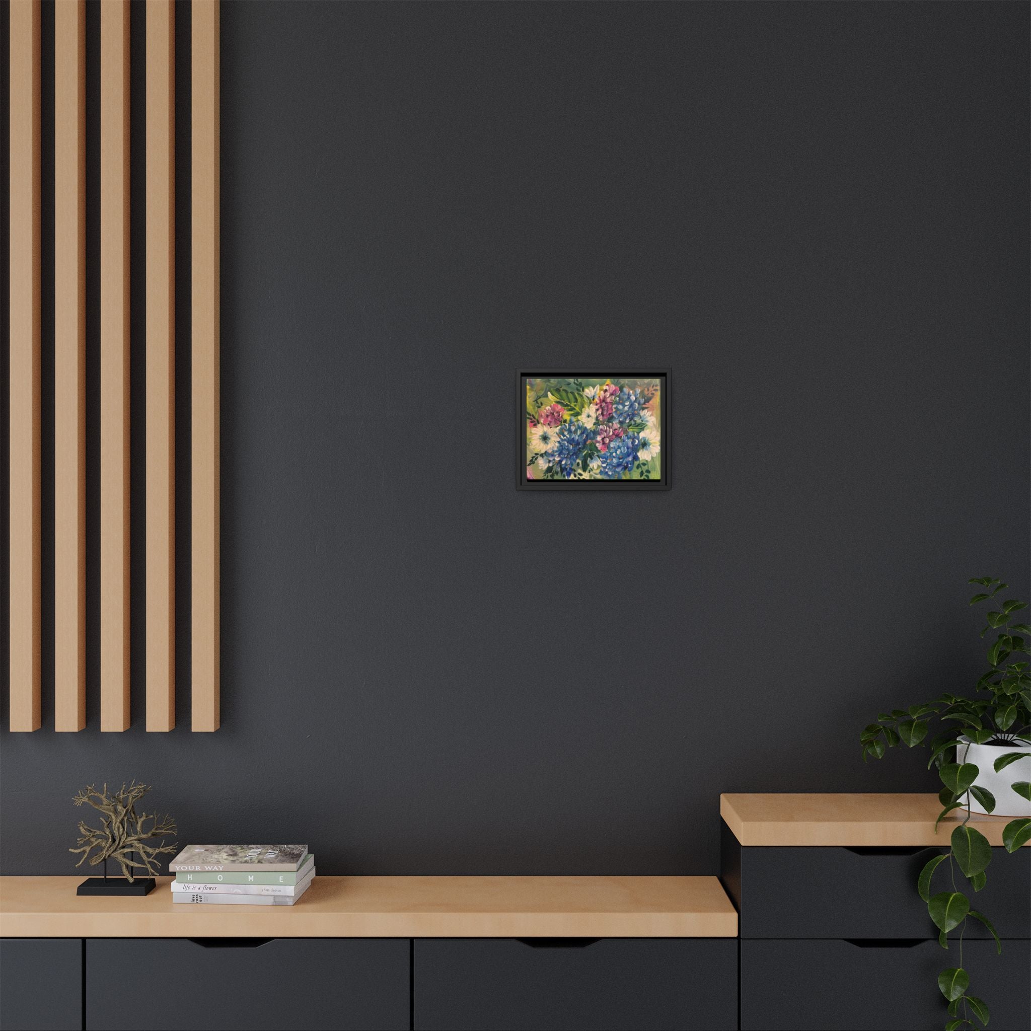 Floral Abstract Matte Canvas, Framed (Multi-color)