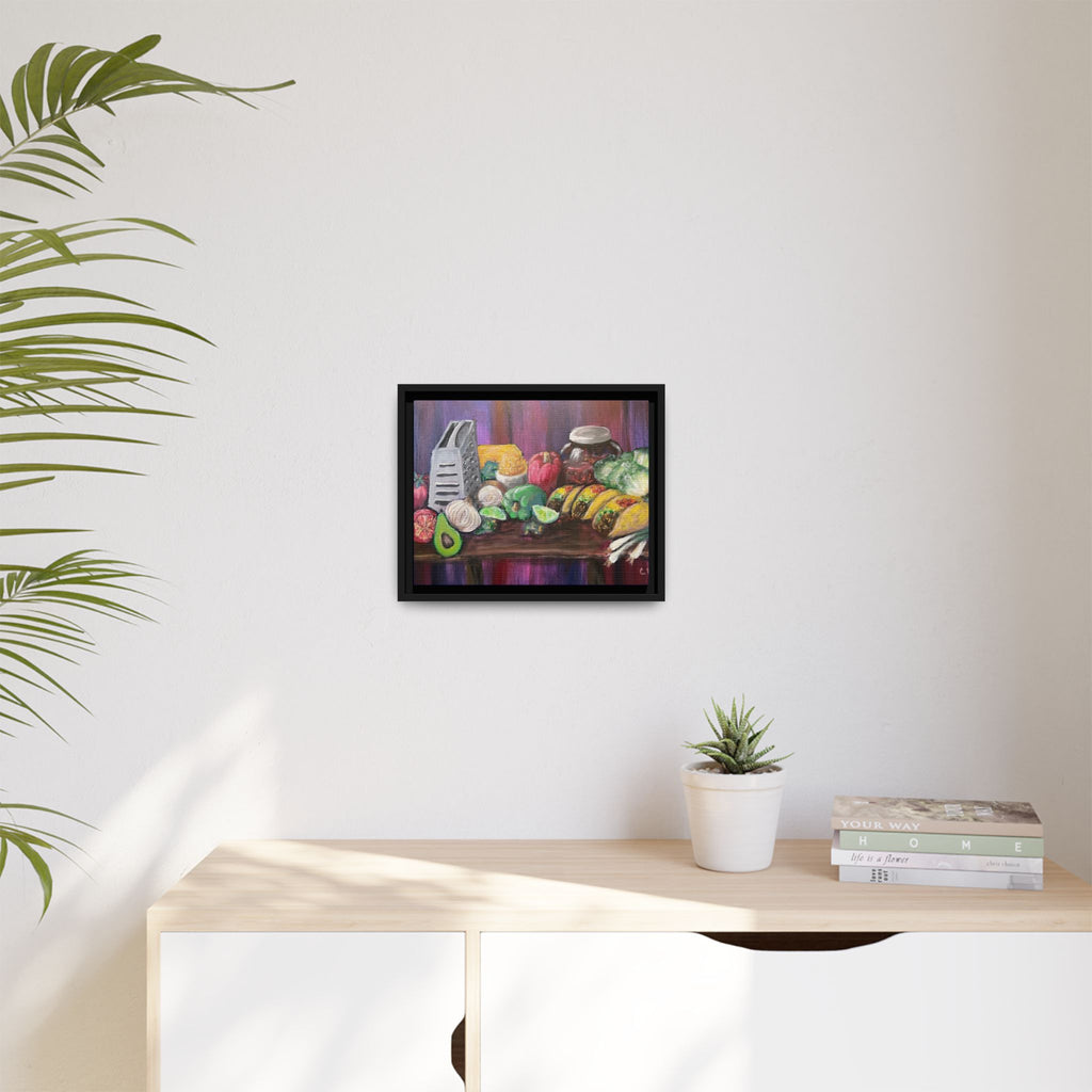 Taco Tuesday Framed Matte Canvas: Colorful Kitchen Still Life Painting