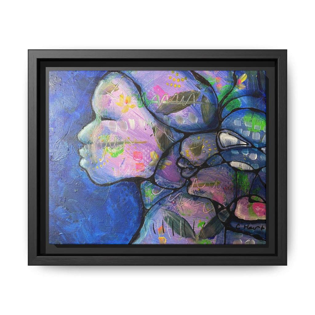 Abstract Woman Framed Matte Canvas Art — Colorful Abstract Profile Portrait