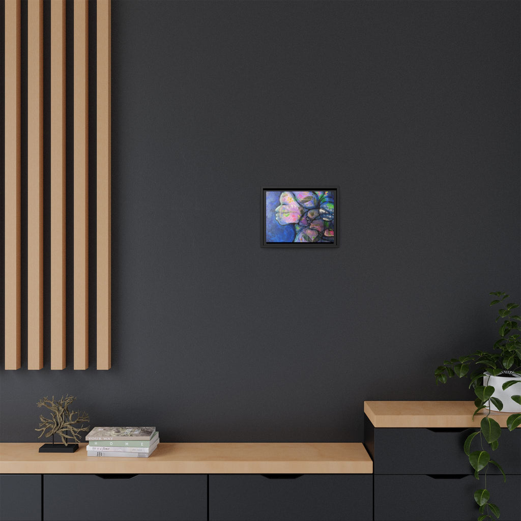 Abstract Woman Framed Matte Canvas Art — Colorful Abstract Profile Portrait