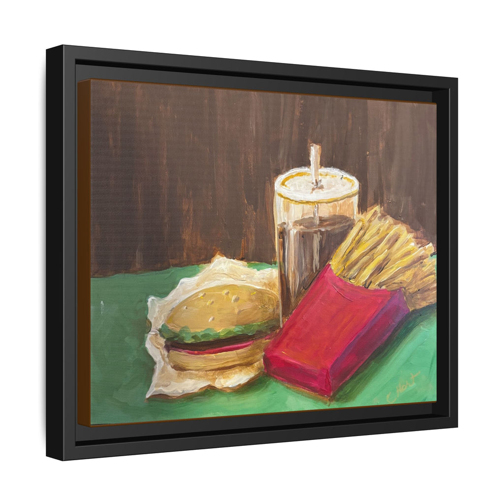 Burger and Fries Matte Canvas, Framed (Multi-color)
