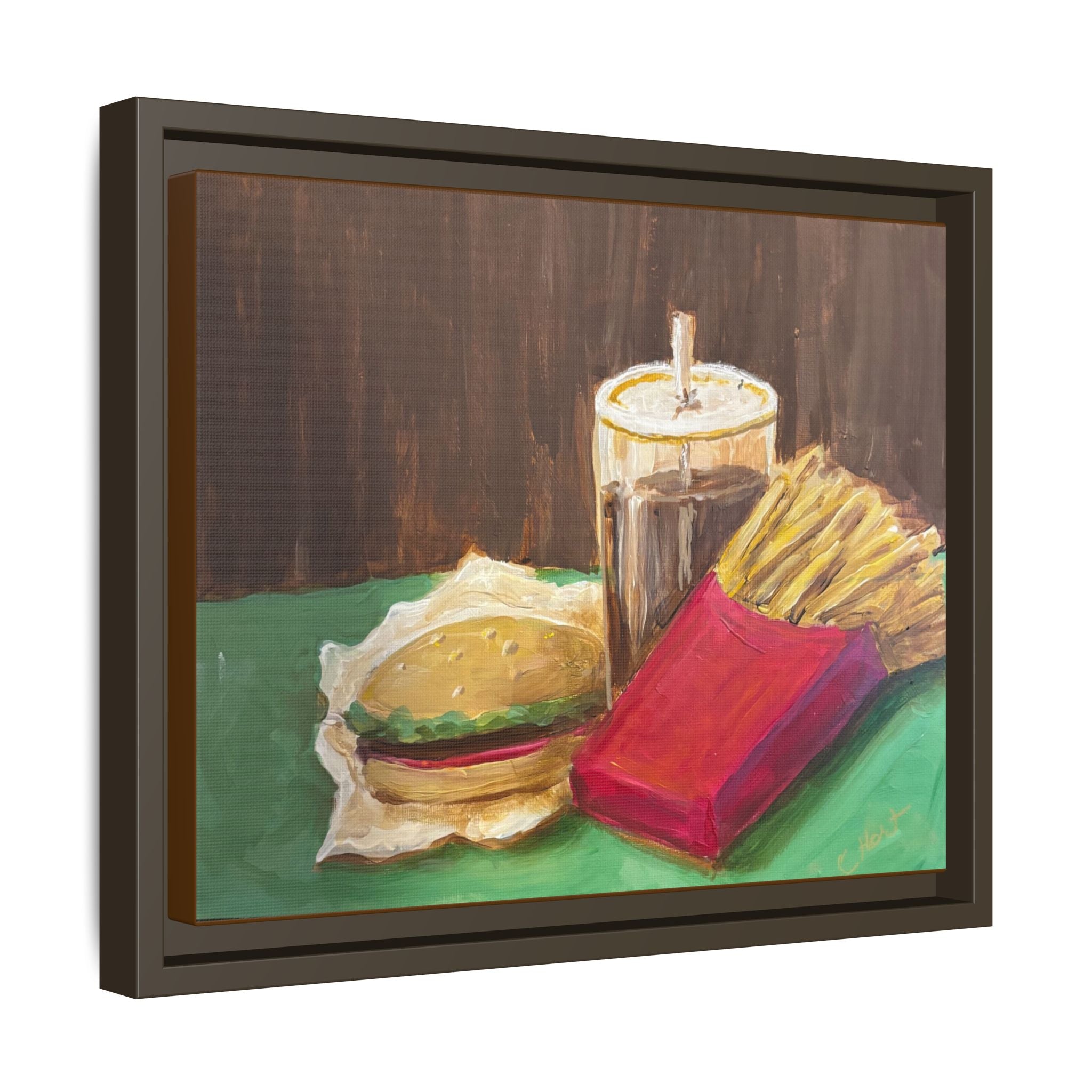 Burger and Fries Matte Canvas, Framed (Multi-color)