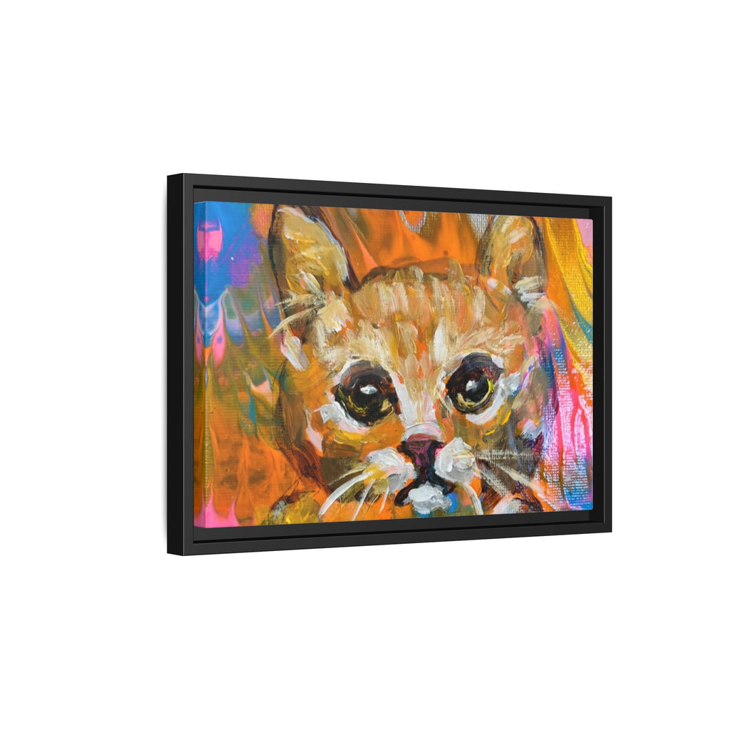 Framed Matte Canvas: Colorful Abstract Ginger Cat Wall Art