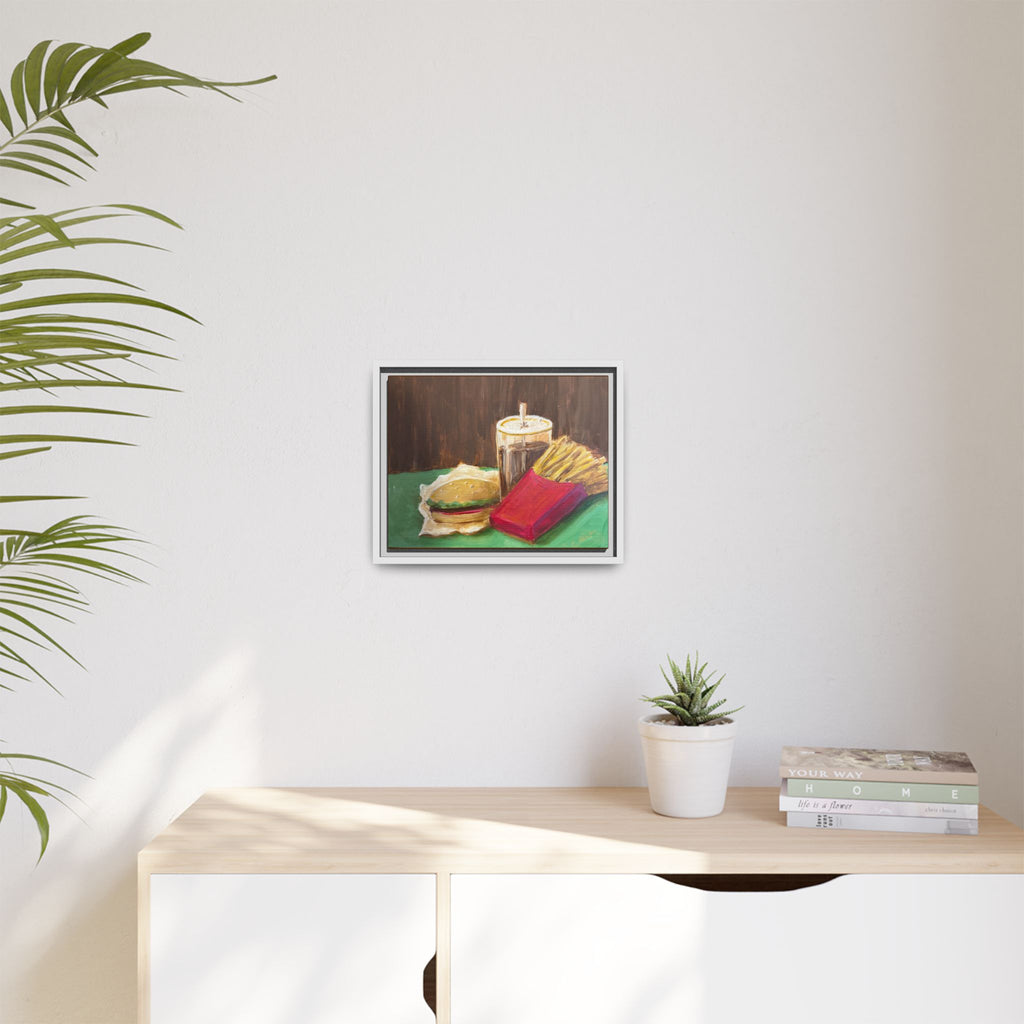 Burger and Fries Matte Canvas, Framed (Multi-color)