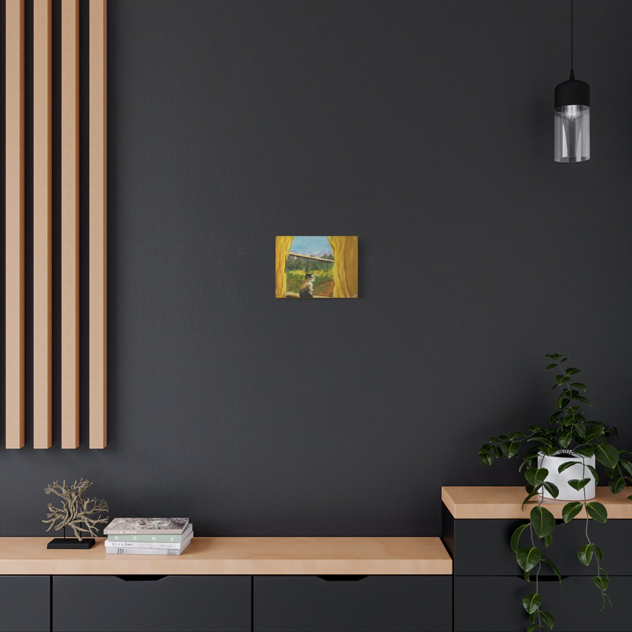 Thinking Cat - Matte Canvas Wall Art (Stretched 1.25")