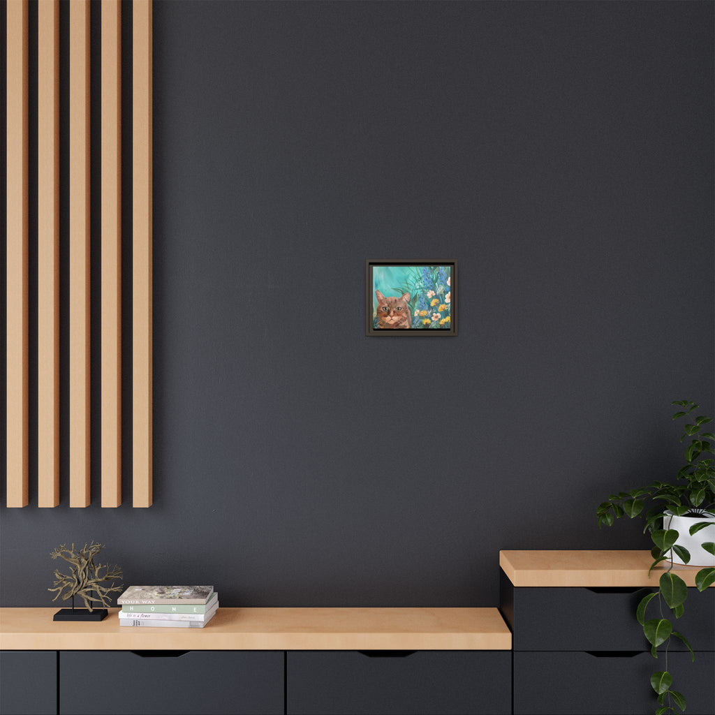 Framed Cat Portrait Canvas — Floral Wall Art