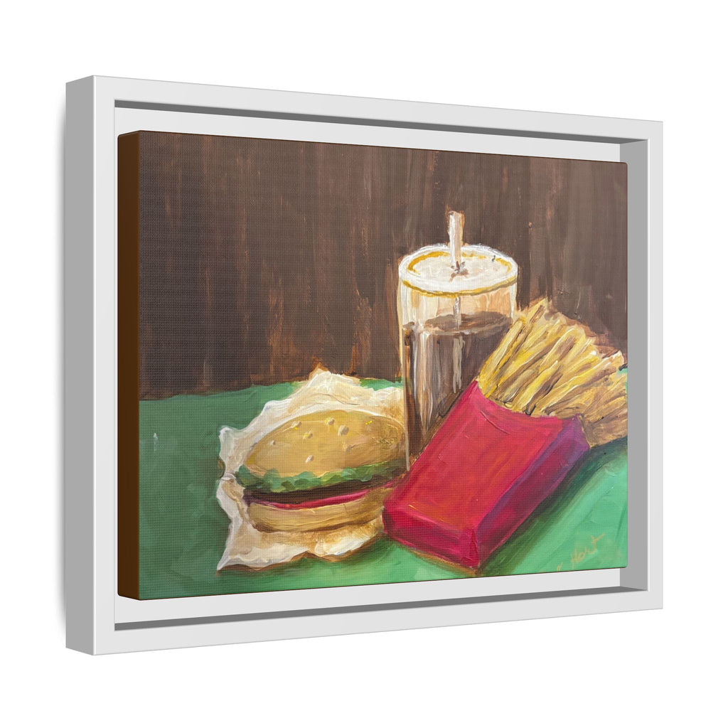 Burger and Fries Matte Canvas, Framed (Multi-color)