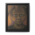 Framed Matte Canvas Portrait – African American Child Wall Art, Warm Earthtone Nursery Décor