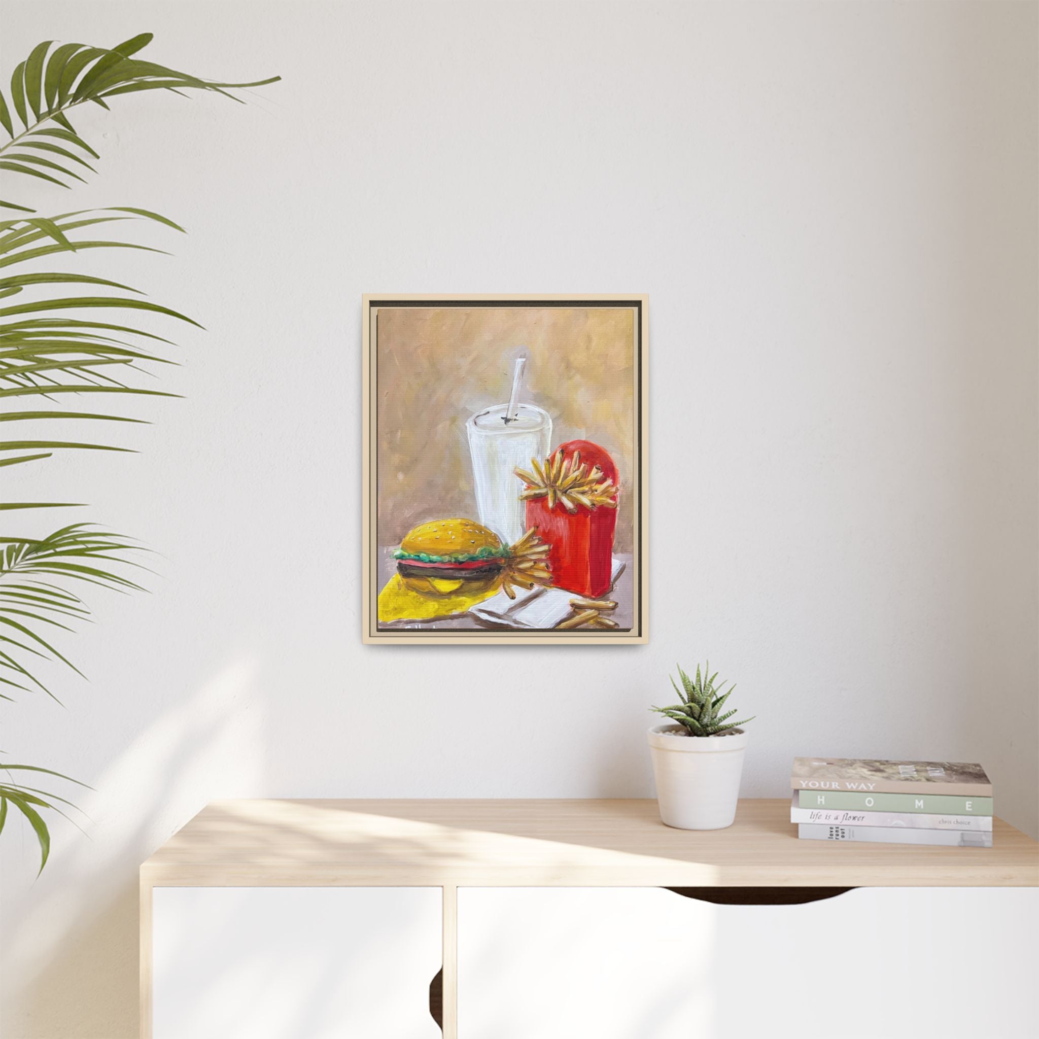 Fast Food Still Life Matte Canvas Framed Wall Art