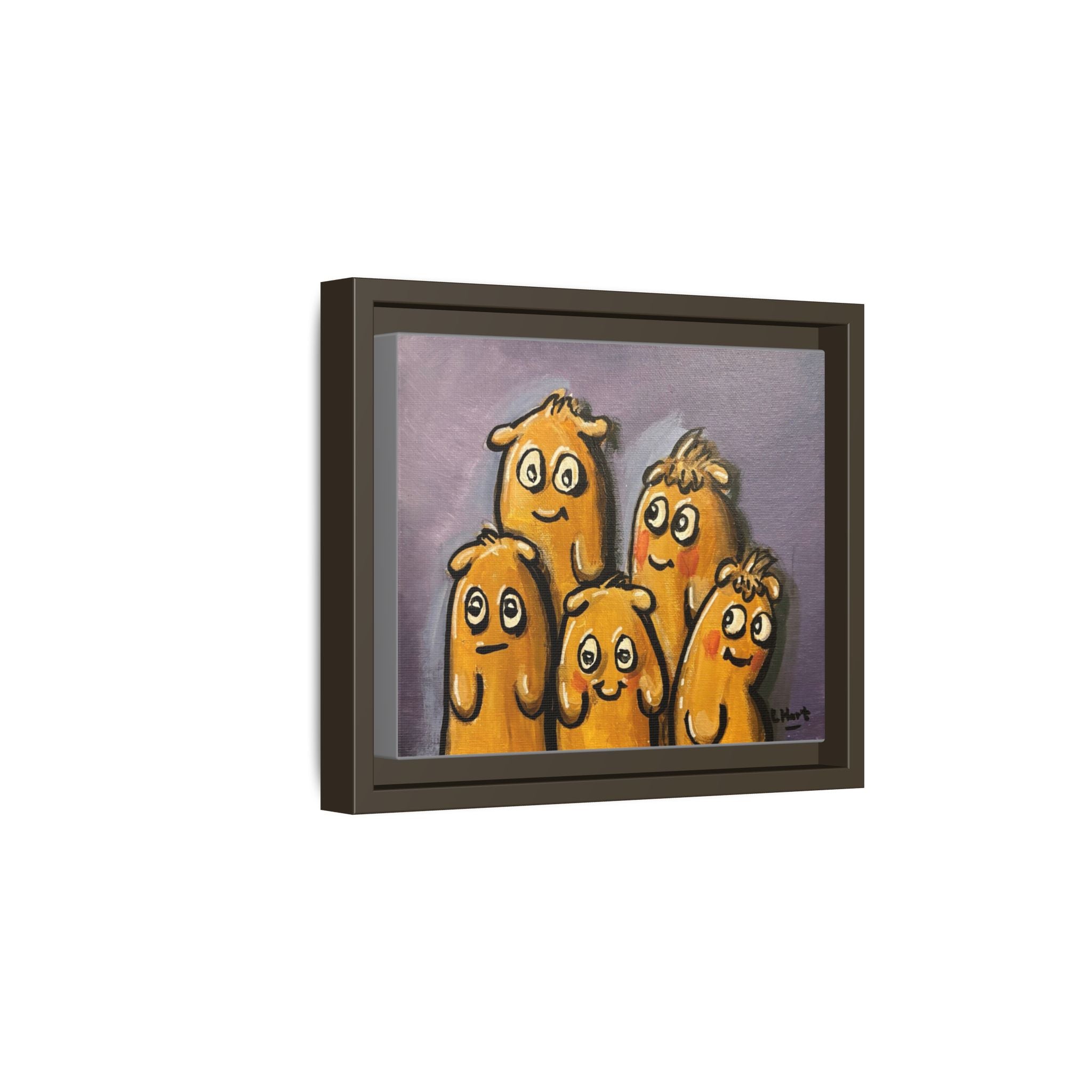 Whimsical Family Monsters Matte Canvas Framed Wall Art