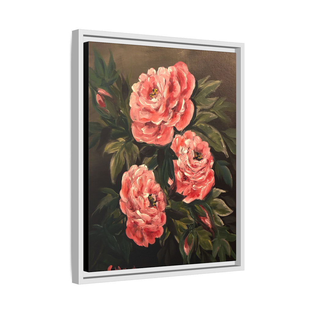 Framed Floral Canvas Art — Pink Peonies Matte Print