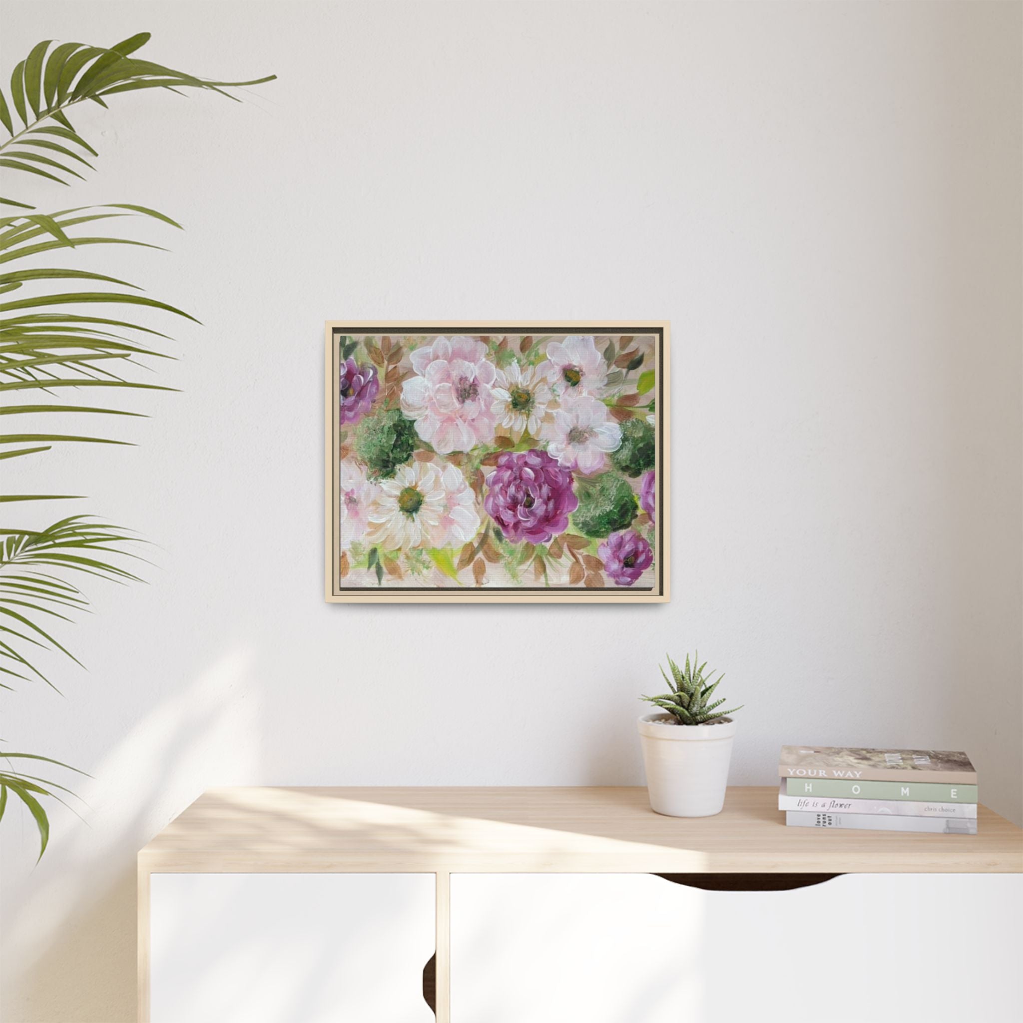 Floral Canvas Print — Pink & Mauve Watercolor Peonies