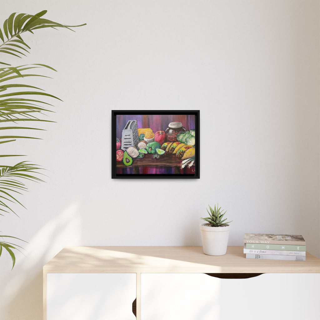 Taco Tuesday Framed Matte Canvas: Colorful Kitchen Still Life Painting