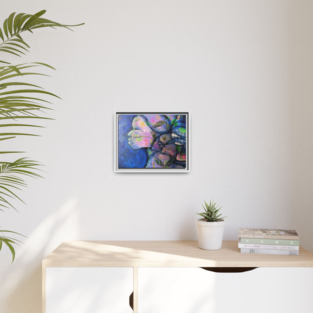 Abstract Woman Framed Matte Canvas Art — Colorful Abstract Profile Portrait