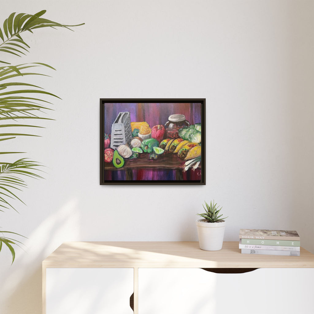 Taco Tuesday Framed Matte Canvas: Colorful Kitchen Still Life Painting