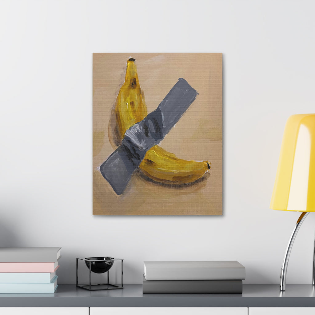 Duct Tape Banana Satire Canvas Print — Modern Pop Art Wall Decor