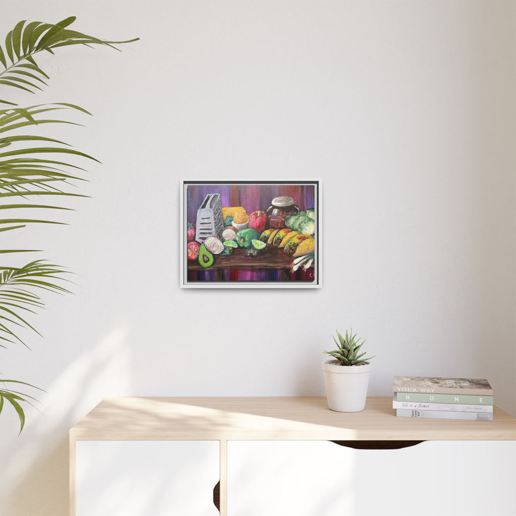 Taco Tuesday Framed Matte Canvas: Colorful Kitchen Still Life Painting