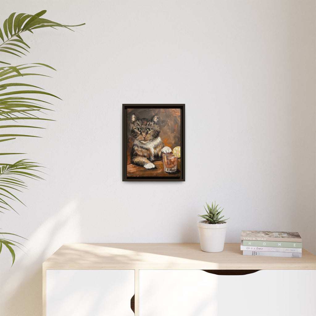 Tabby Cat With Drink - Matte Canvas Wall Art