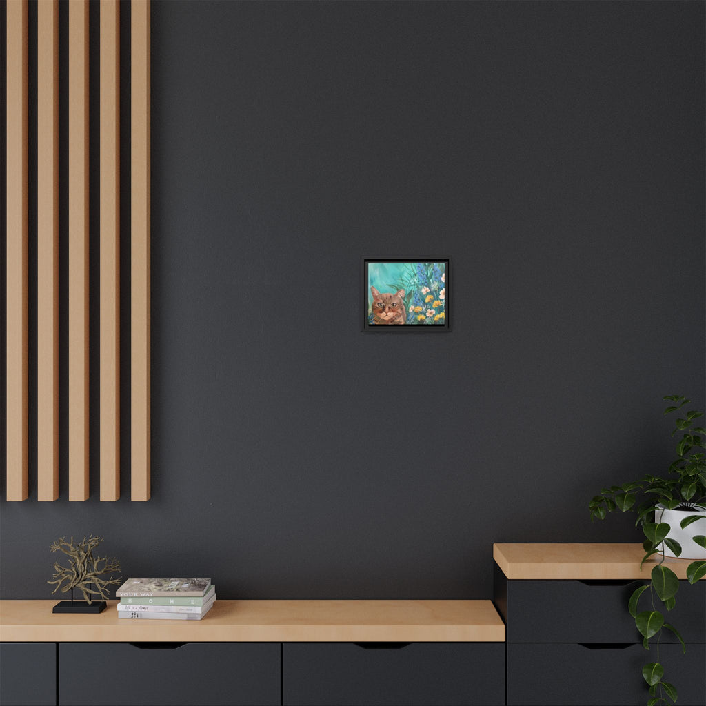 Framed Cat Portrait Canvas — Floral Wall Art