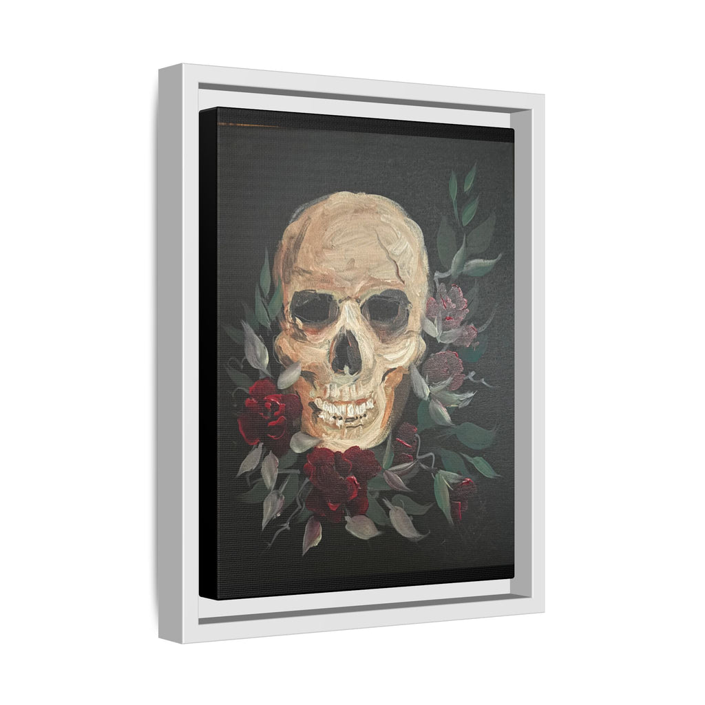 Framed Matte Canvas Skull & Roses Wall Art — Dark Gothic Home Decor