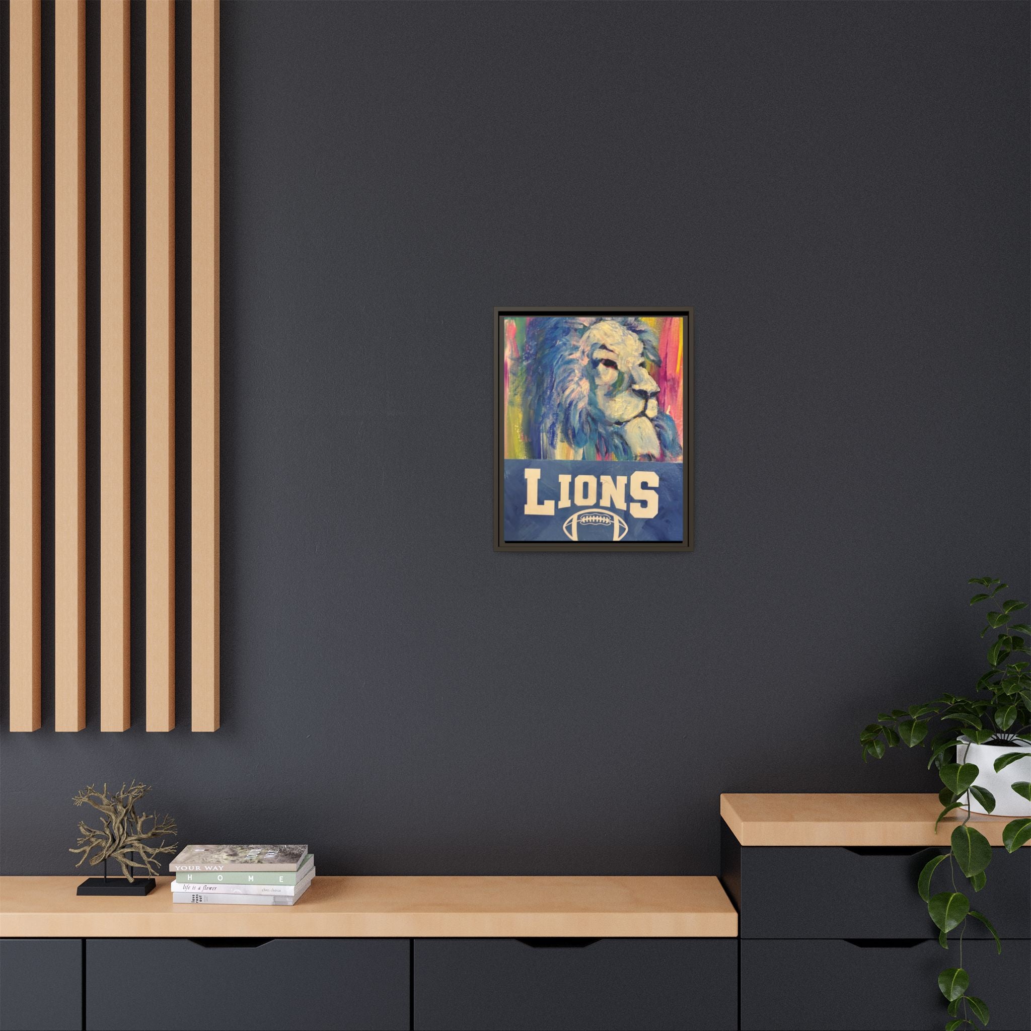 Lion, Matte Canvas, Framed (Multi-color)