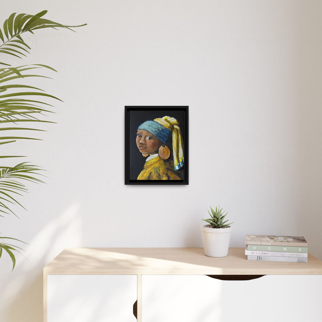 Girl with a Copper Earring, Framed Matte Canvas Print — new take on a classic.