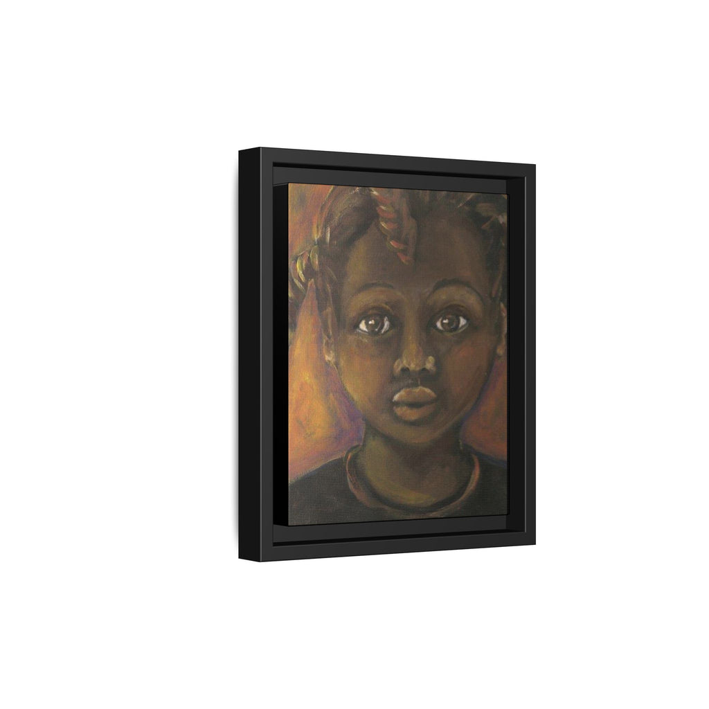 Framed Matte Canvas Portrait – African American Child Wall Art, Warm Earthtone Nursery Décor
