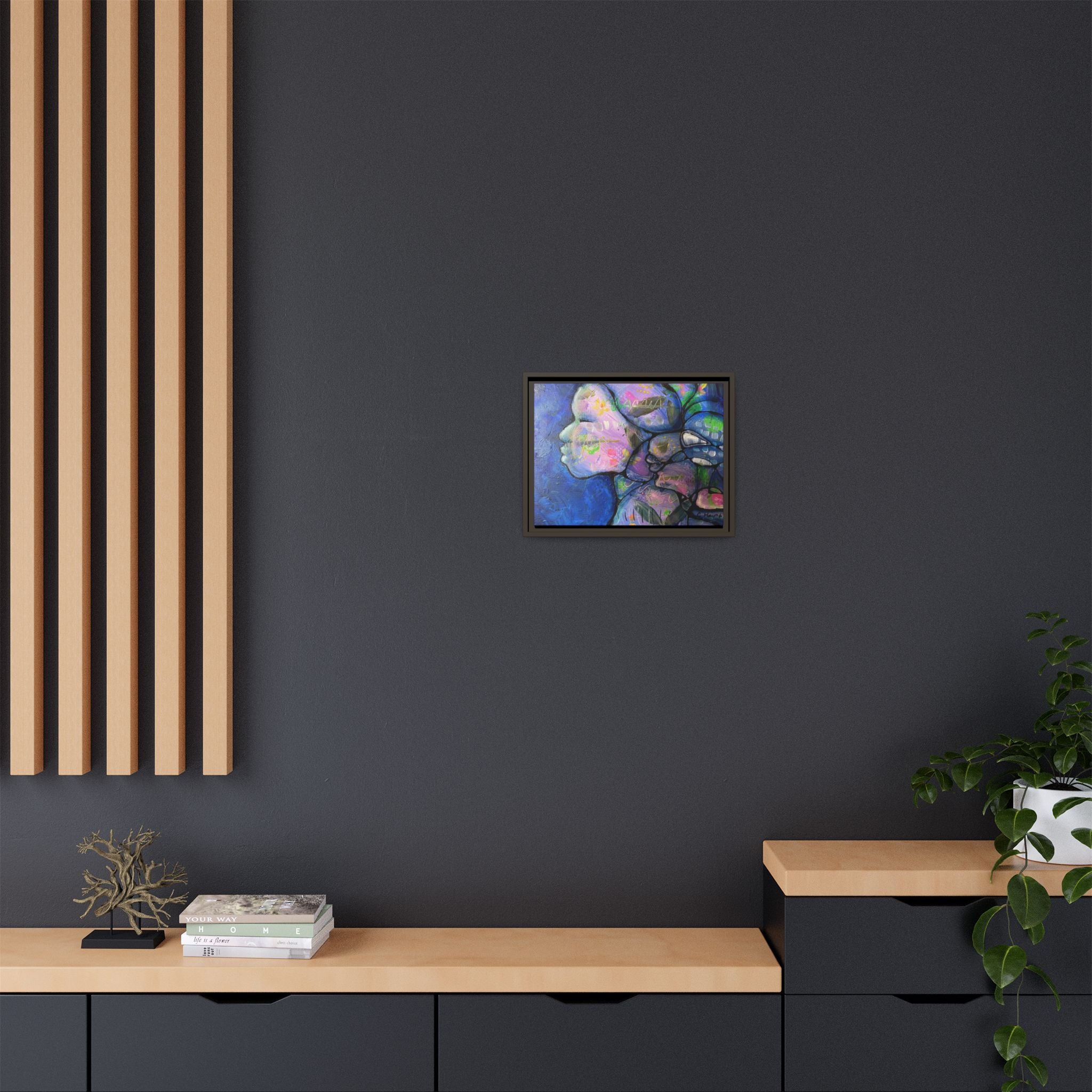 Abstract Woman Framed Matte Canvas Art — Colorful Abstract Profile Portrait