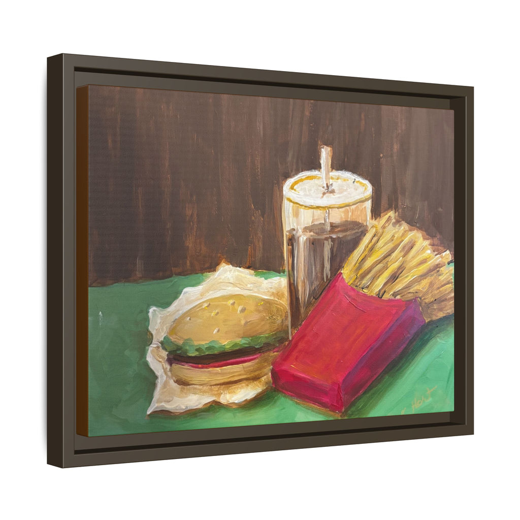 Burger and Fries Matte Canvas, Framed (Multi-color)