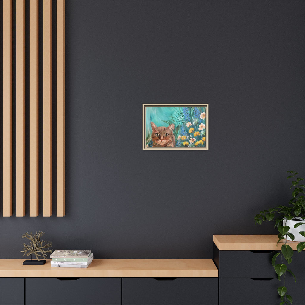 Framed Cat Portrait Canvas — Floral Wall Art