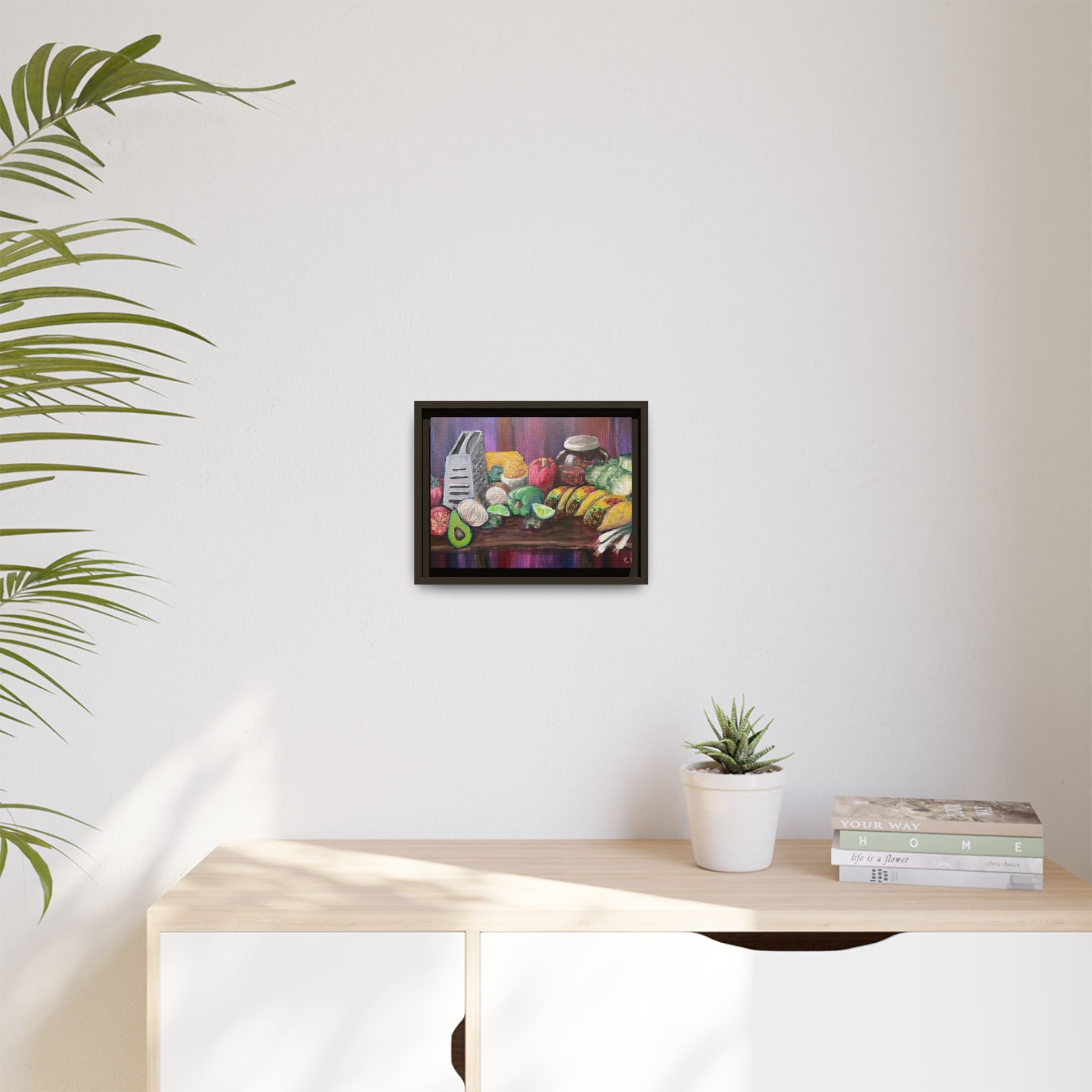 Taco Tuesday Framed Matte Canvas: Colorful Kitchen Still Life Painting