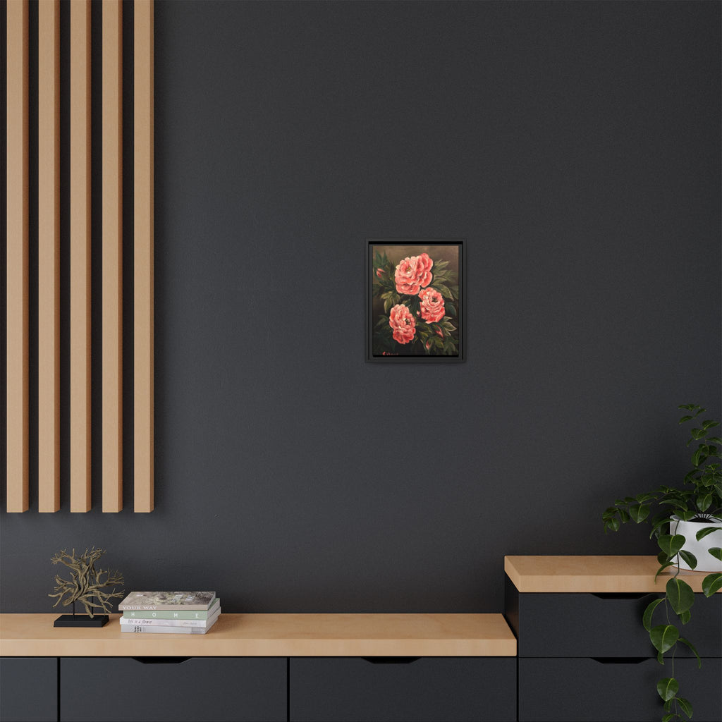 Framed Floral Canvas Art — Pink Peonies Matte Print