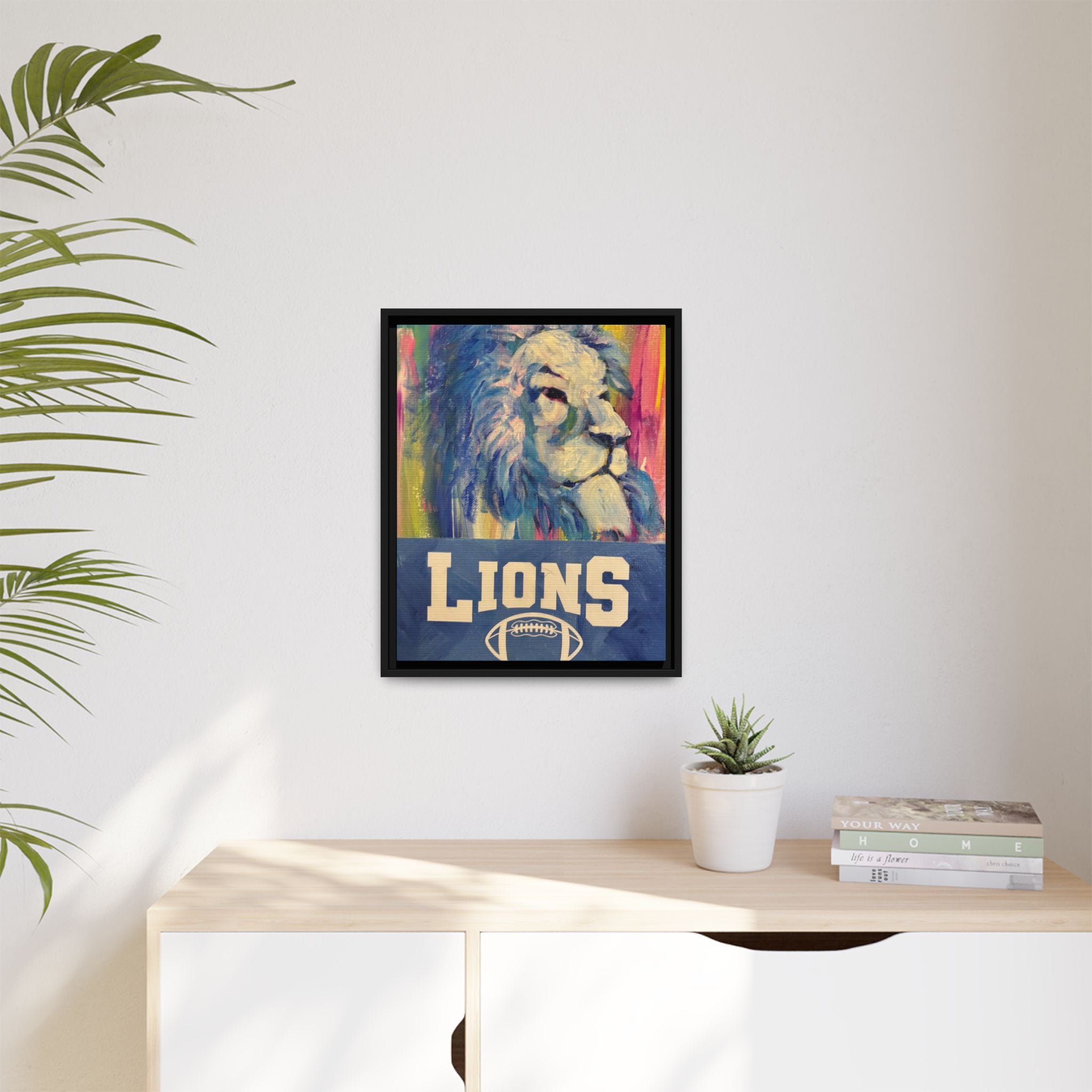 Lion, Matte Canvas, Framed (Multi-color)