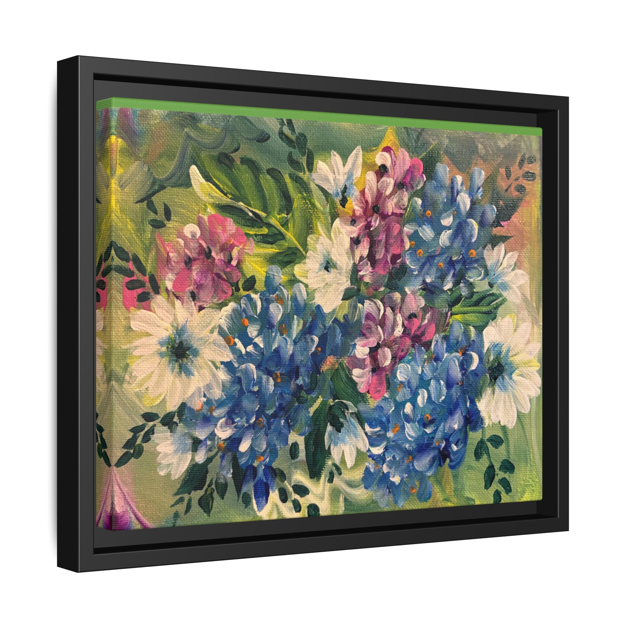 Floral Abstract Matte Canvas, Framed (Multi-color)