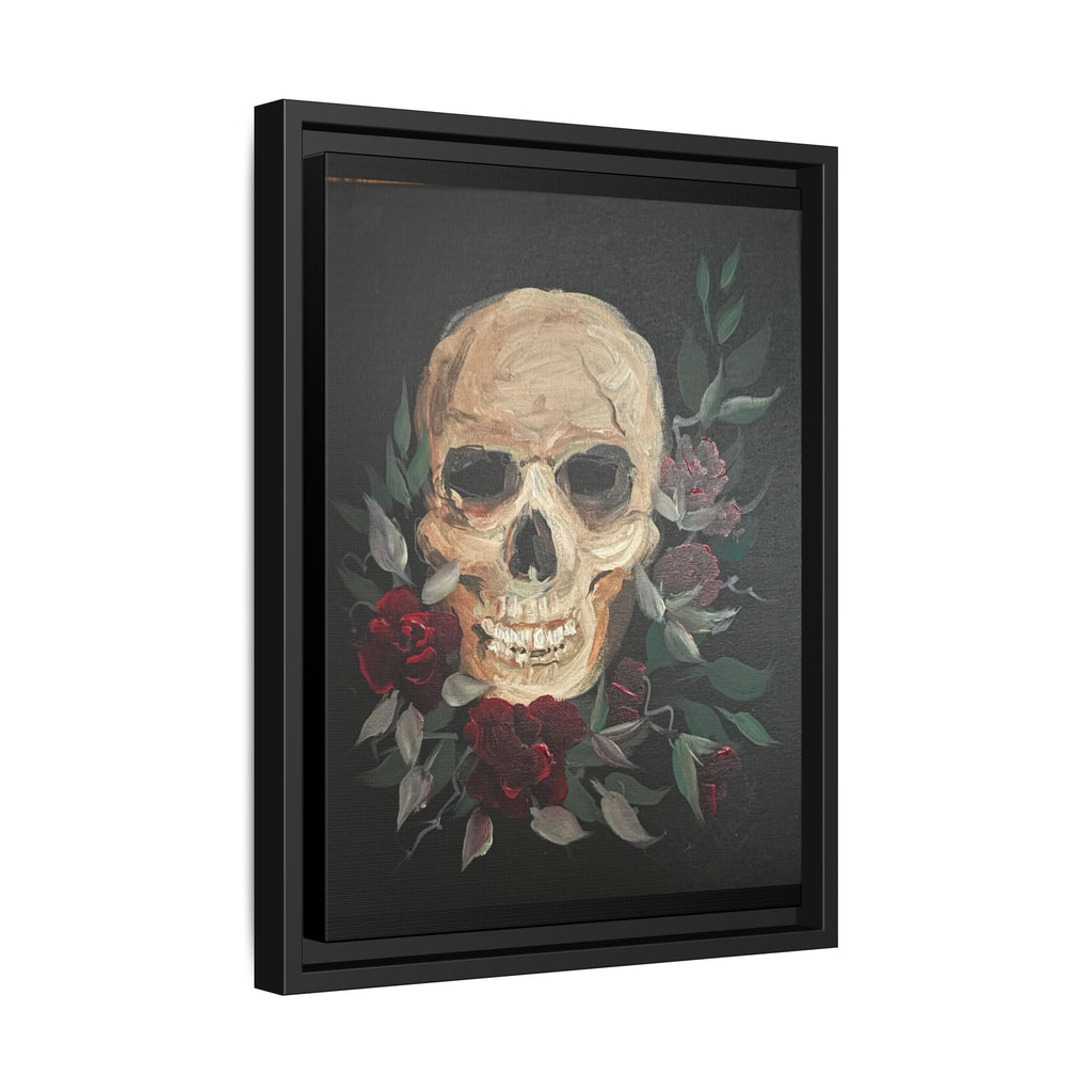 Framed Matte Canvas Skull & Roses Wall Art — Dark Gothic Home Decor