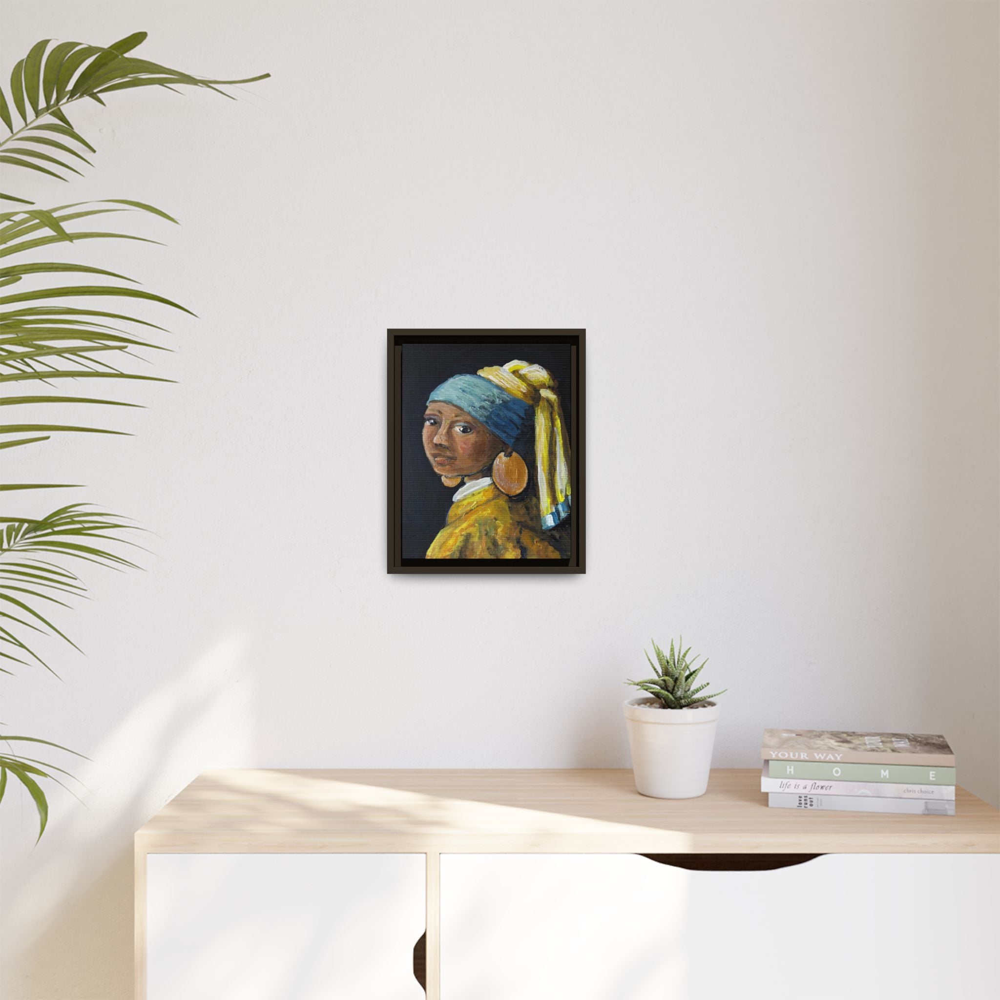 Girl with a Copper Earring, Framed Matte Canvas Print — new take on a classic.