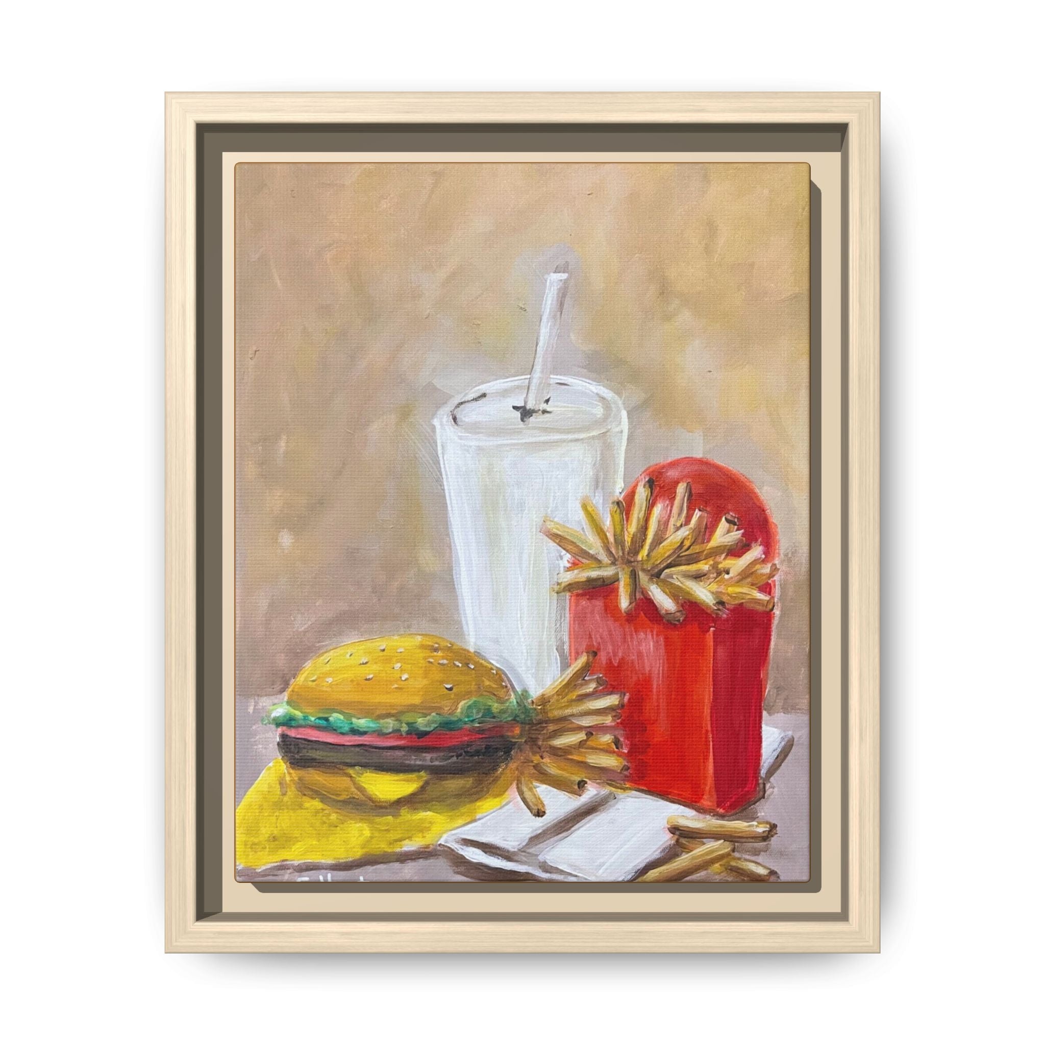 Fast Food Still Life Matte Canvas Framed Wall Art