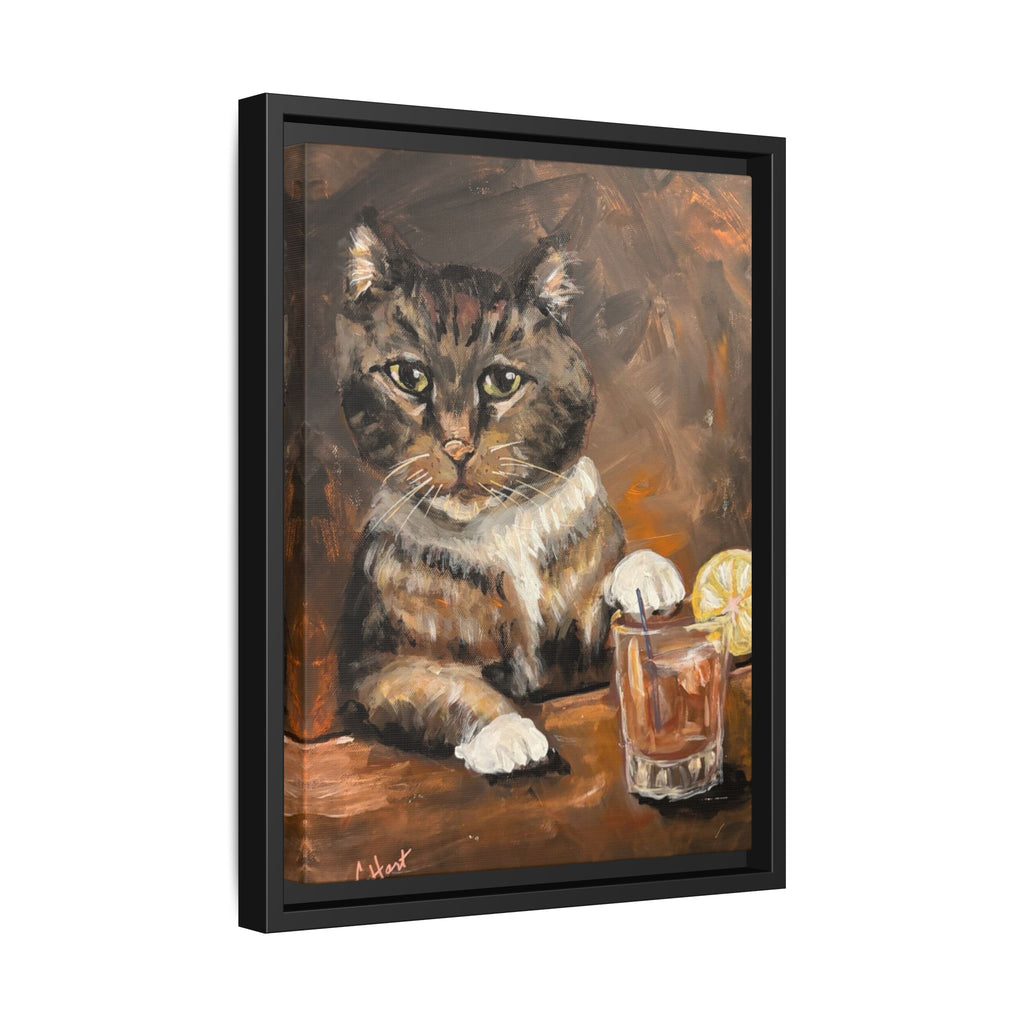 Tabby Cat With Drink - Matte Canvas Wall Art