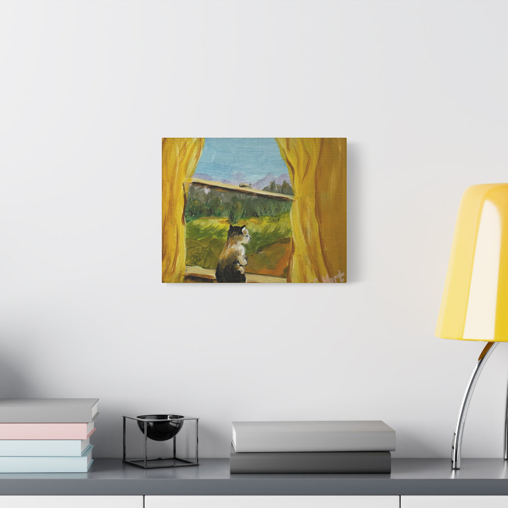 Thinking Cat - Matte Canvas Wall Art (Stretched 1.25")