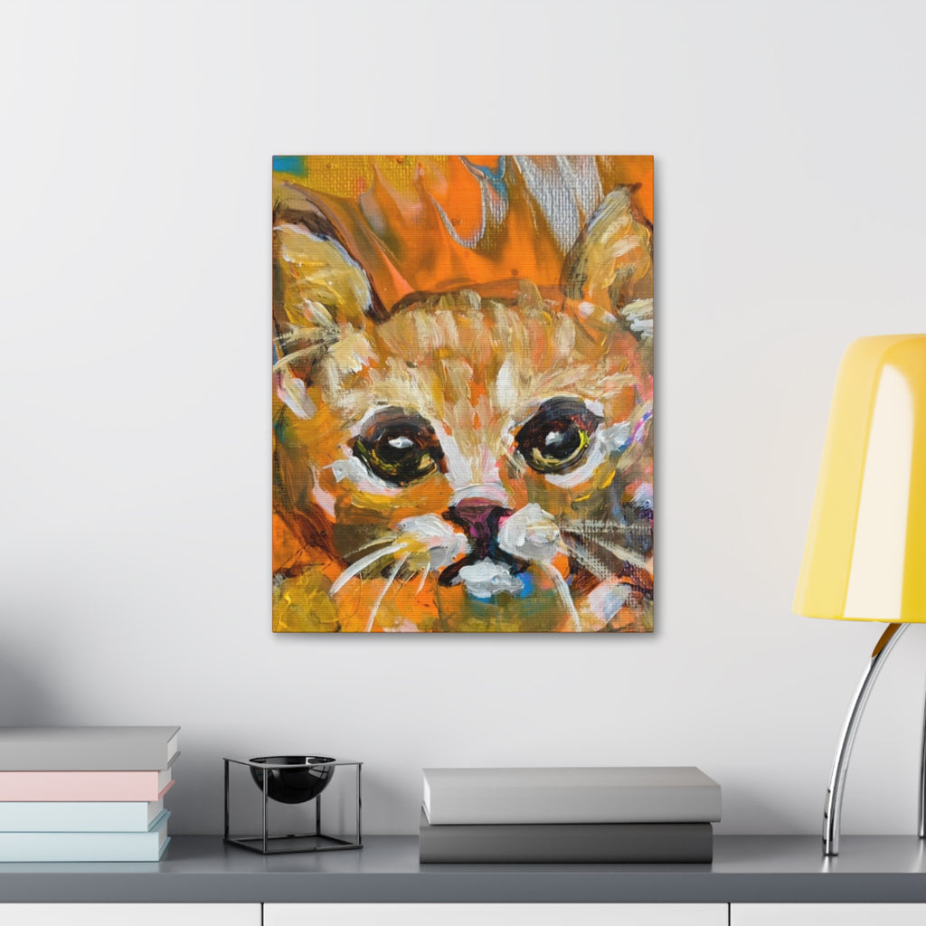 Friendly Cat, Printed Canvas Stretched, 1.5''