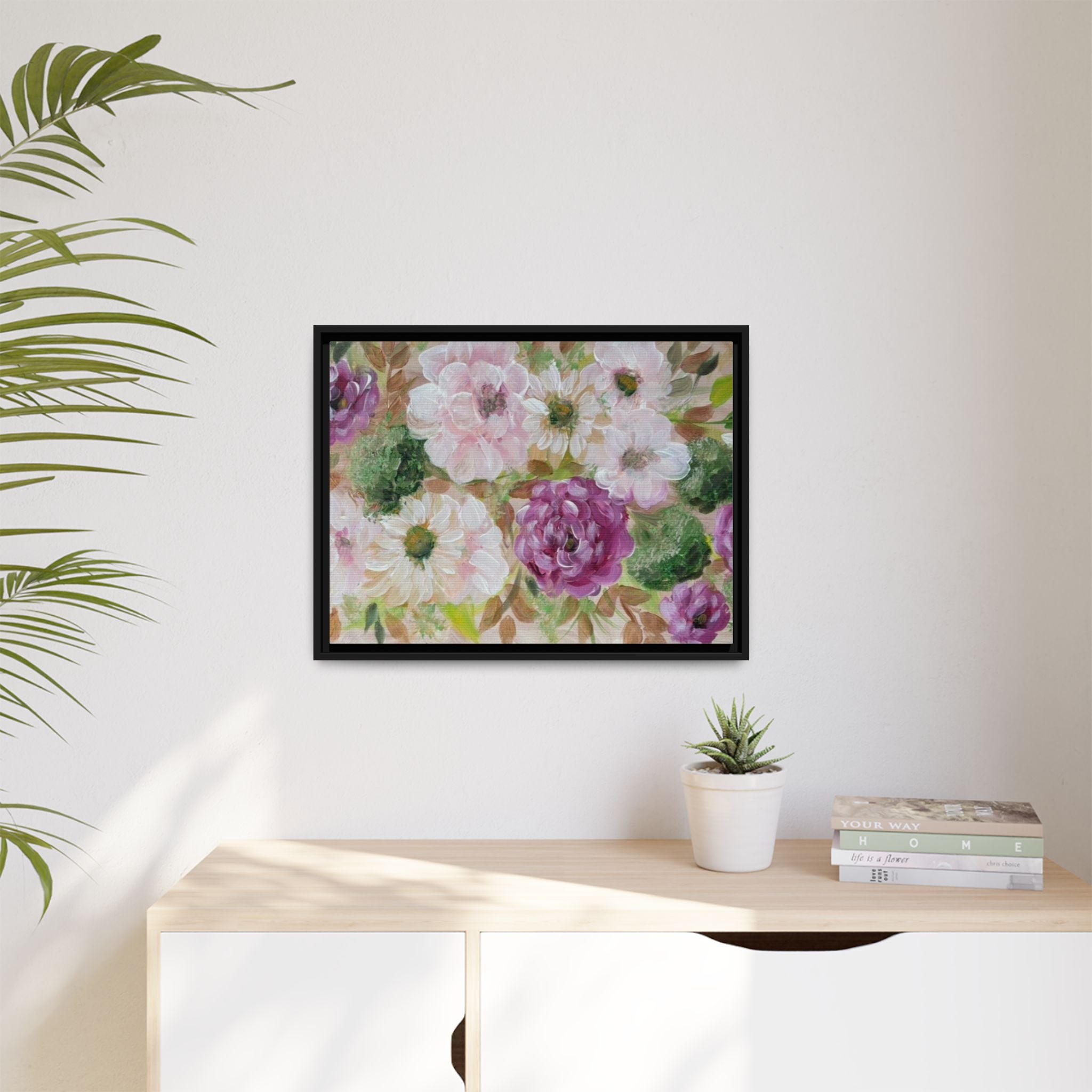 Floral Canvas Print — Pink & Mauve Watercolor Peonies