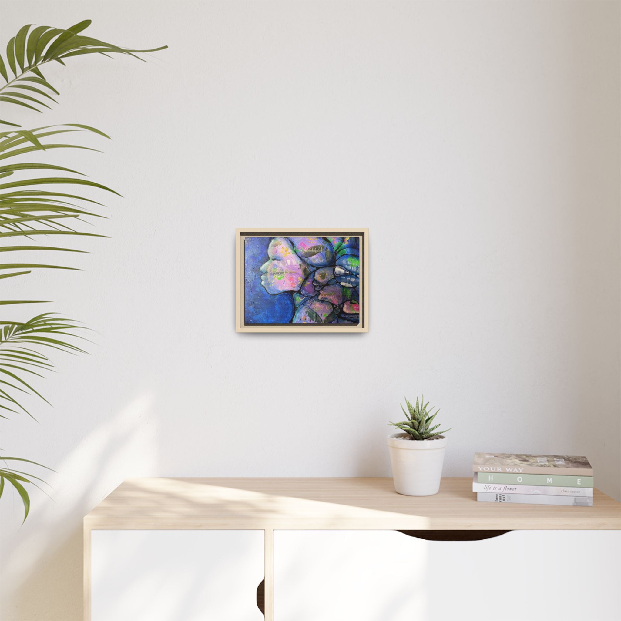 Abstract Woman Framed Matte Canvas Art — Colorful Abstract Profile Portrait