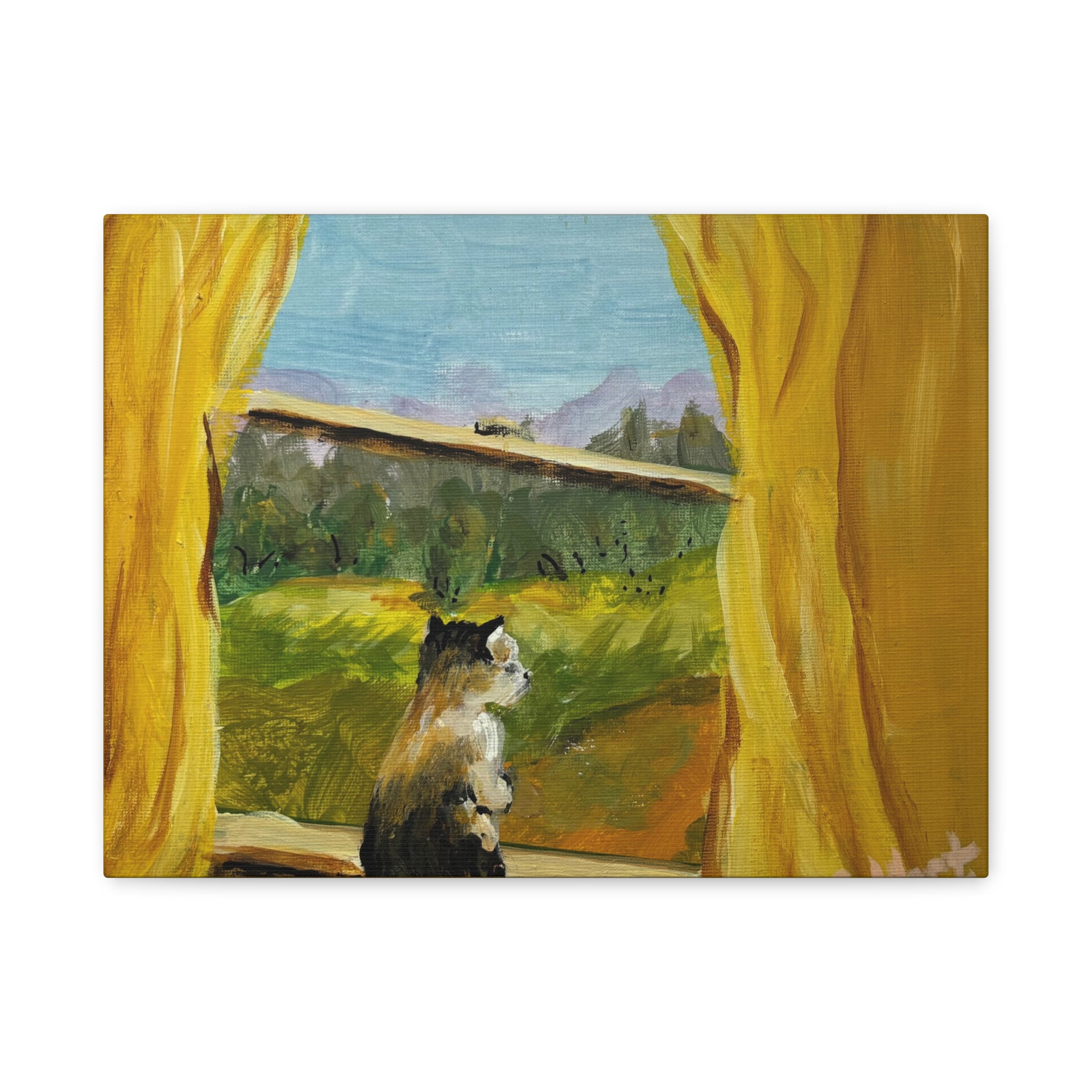 Thinking Cat - Matte Canvas Wall Art (Stretched 1.25")
