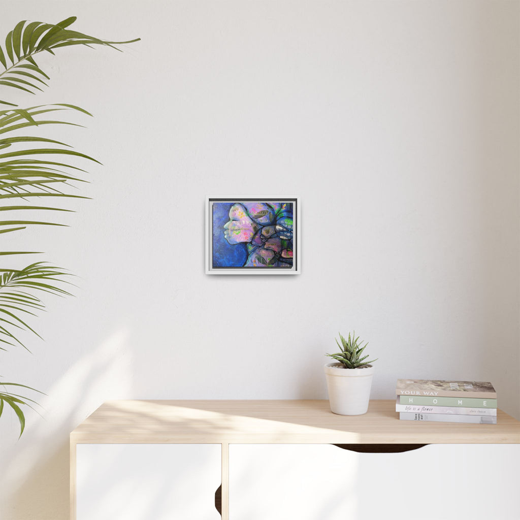 Abstract Woman Framed Matte Canvas Art — Colorful Abstract Profile Portrait