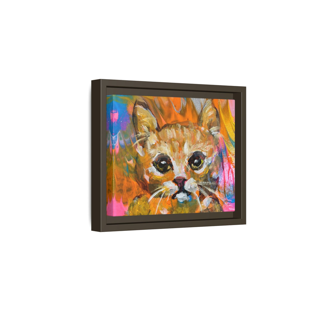 Framed Matte Canvas: Colorful Abstract Ginger Cat Wall Art